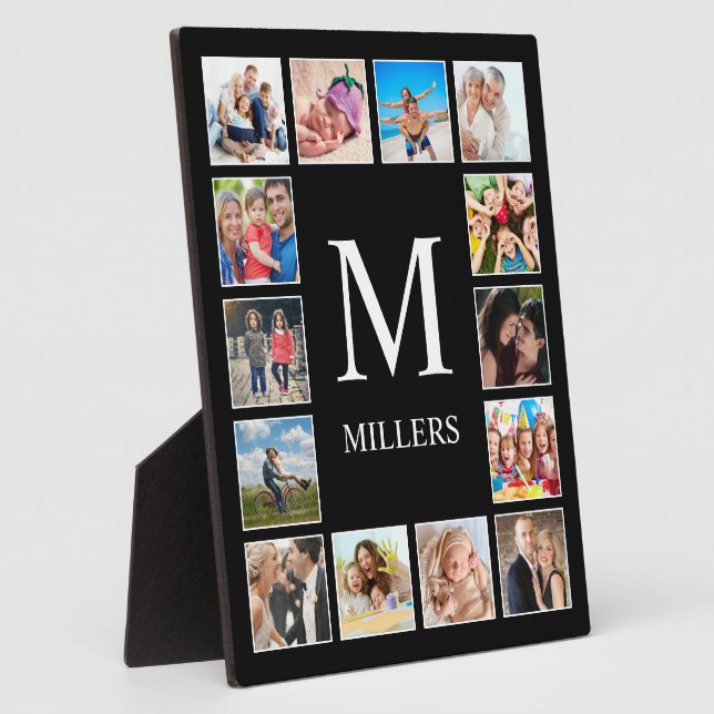 Custom Family Photo Collage Personalized Black Plaque (Side)