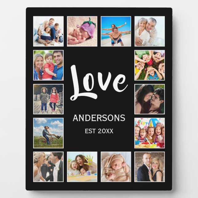 Custom Family Photo Collage Personalized Black Plaque (Front)