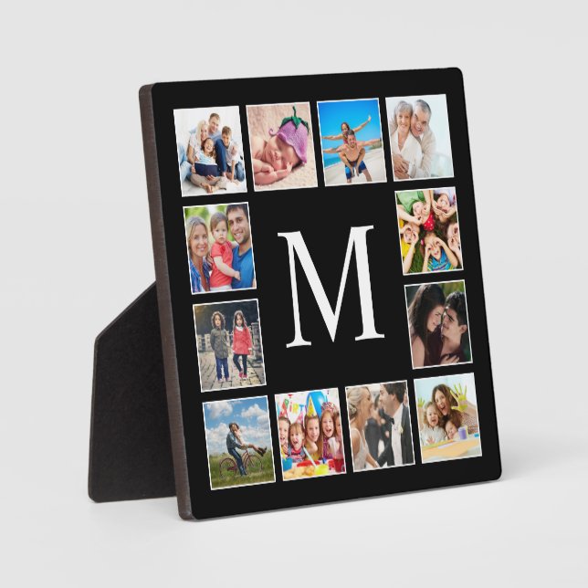 Custom Family Photo Collage Personalized Black Plaque (Front)