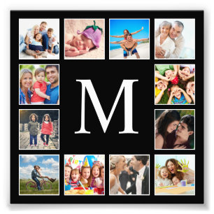 Custom Family Photo Collage Personalized Black Print