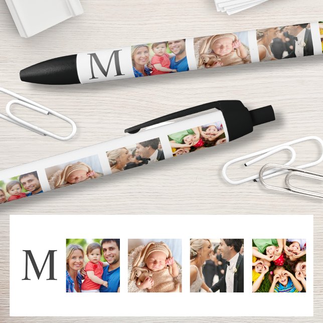 Custom Family Photo Collage Personalized White Black Ink Pen (Creator Uploaded)