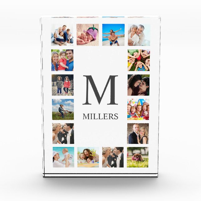 Custom Family Photo Collage Personalized White Block (Front)