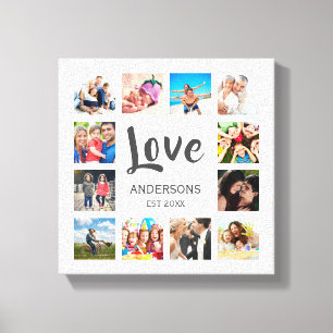 Custom Family Photo Collage Personalized White Canvas Print