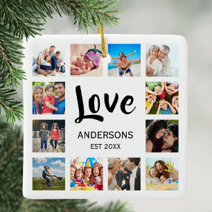 Custom Family Photo Collage Personalized White Ceramic Ornament