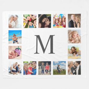 Custom Family Photo Collage Personalized White Fleece Blanket