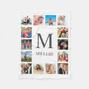 Custom Family Photo Collage Personalized White Fleece Blanket