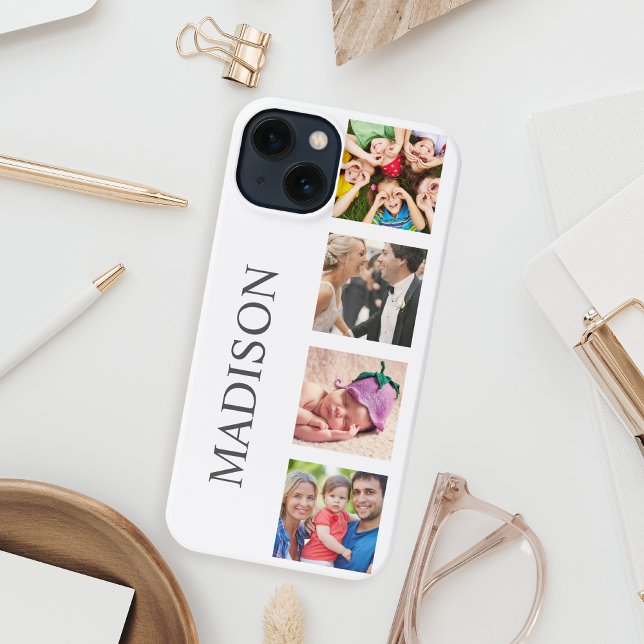 Custom Family Photo Collage Personalized White iPhone Case (Creator Uploaded)