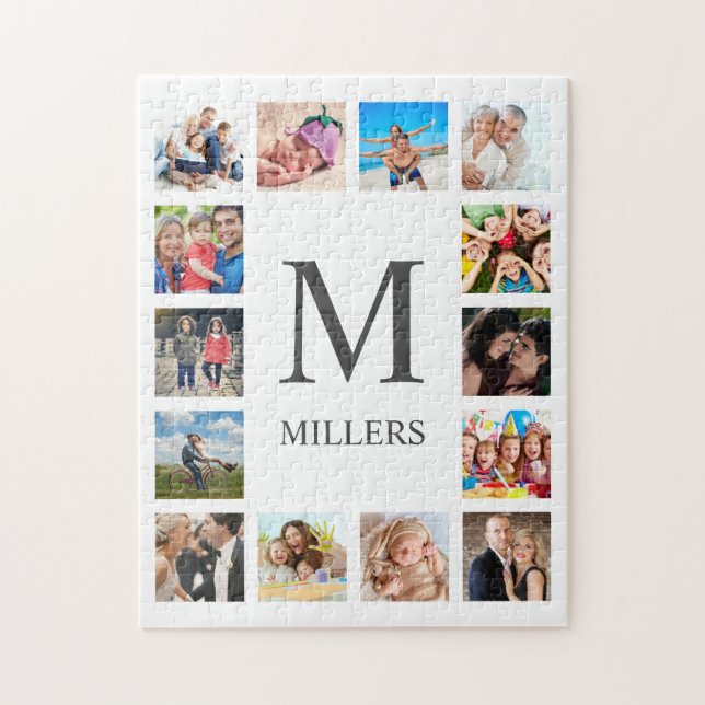 Custom Family Photo Collage Personalized White Jigsaw Puzzle (Vertical)
