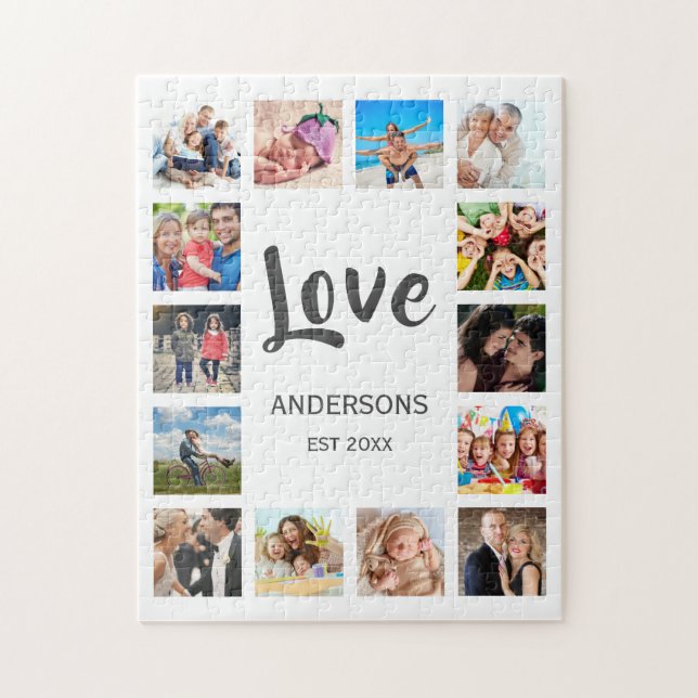 Custom Family Photo Collage Personalized White Jigsaw Puzzle (Vertical)
