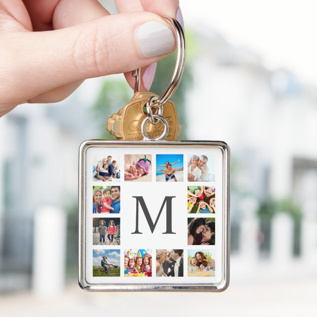 Custom Family Photo Collage Personalized White Keychain (Creator Uploaded)