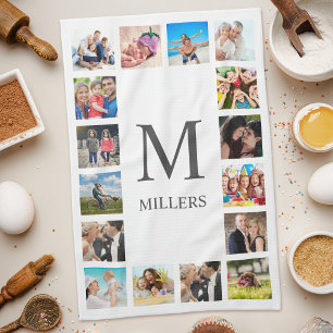 Custom Family Photo Collage Personalized White Kitchen Towel