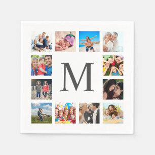 Custom Family Photo Collage Personalized White Napkin