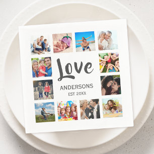Custom Family Photo Collage Personalized White Napkin
