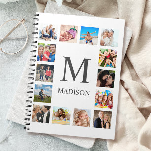 Custom Family Photo Collage Personalized White Notebook