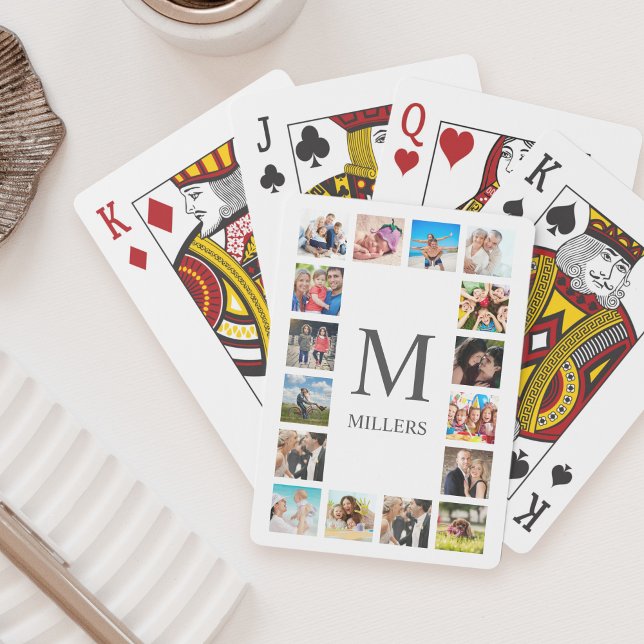 Custom Family Photo Collage Personalized White Playing Cards (Creator Uploaded)
