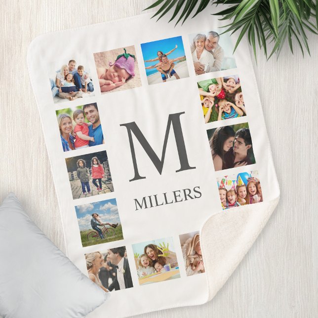 Custom Family Photo Collage Personalized White Sherpa Blanket (Creator Uploaded)