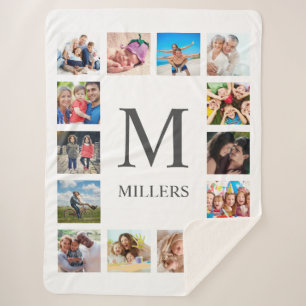 Custom Family Photo Collage Personalized White Sherpa Blanket