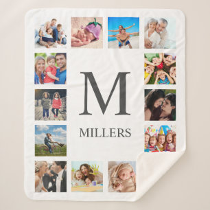 Custom Family Photo Collage Personalized White Sherpa Blanket
