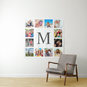 Custom Family Photo Collage Personalized White Tapestry