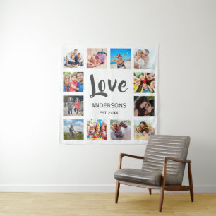 Custom Family Photo Collage Personalized White Tapestry