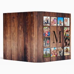 Custom Family Photo Collage Reclaimed Wood Binder