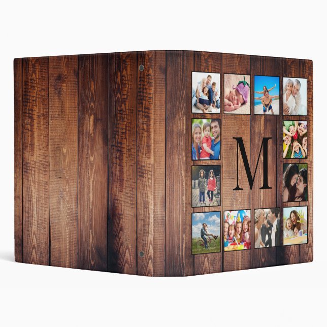 Custom Family Photo Collage Reclaimed Wood Binder (Background)