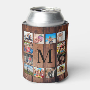 Custom Family Photo Collage Reclaimed Wood Can Cooler