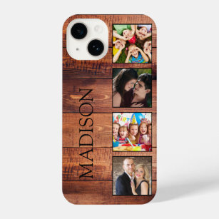 Custom Family Photo Collage Reclaimed Wood iPhone 14 Case