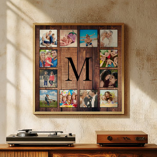 Custom Family Photo Collage Reclaimed Wood Print