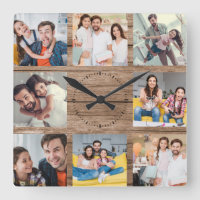 Custom Family Photo Collage Rustic Modern Wood
