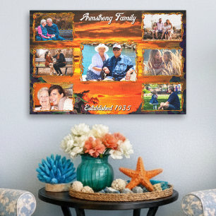 Custom Family Photo Collage Sunset 2584 Art Canvas Print