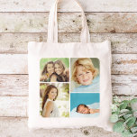 Custom Family Photo Collage Tote Bags<br><div class="desc">Cute personalized tote bag with a square collage of 4 of your custom family photos. Click Customize It to move photos around,  add text and create your own unique one of a kind design. Great gift for family,  friends,  parents,  and grandparents!</div>