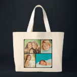 Custom Family Photo Collage Tote Bags<br><div class="desc">Cute personalized tote bag with a square collage of 4 of your custom family photos. Click Customize It to move photos around,  add text and create your own unique one of a kind design. Great gift for family,  friends,  parents,  and grandparents!</div>