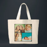 Custom Family Photo Collage Tote Bags<br><div class="desc">Cute personalized tote bag with a square collage of 4 of your custom family photos. Click Customize It to move photos around,  add text and create your own unique one of a kind design. Great gift for family,  friends,  parents,  and grandparents!</div>