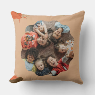 Custom Family Photo Collage Watercolor Throw Pillo Pillow