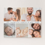 Custom Family photo Collage year Personalized Jigsaw Puzzle<br><div class="desc">Create a personalized large jigsaw puzzle featuring a 5-photo family collage for a memorable and engaging gift. This custom puzzle showcases five of your favourite family photos in a beautiful gallery layout, bringing joy and nostalgia as you piece it together. Ideal for family gatherings, holiday gifts, or special occasions, this...</div>