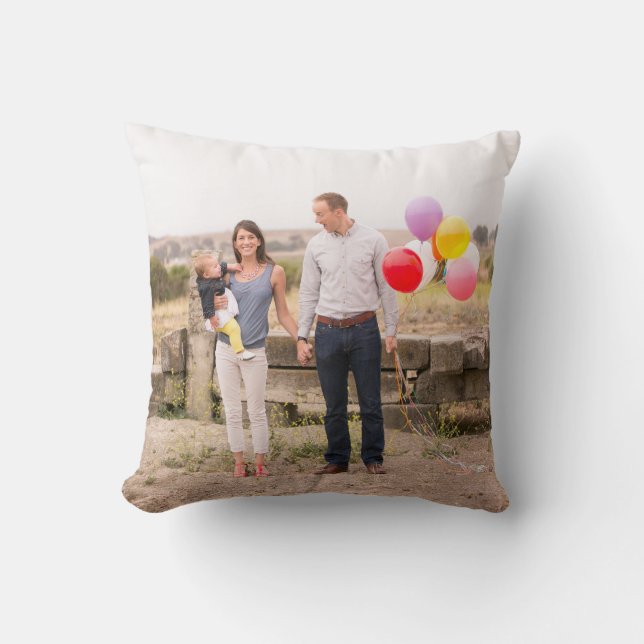 Custom Family Photo Double Sided Throw Pillow (Front)