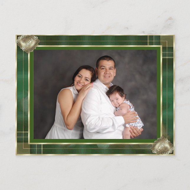 Custom Family Photo Green Antique Frame DIY, ZYPI Postcard (Front)