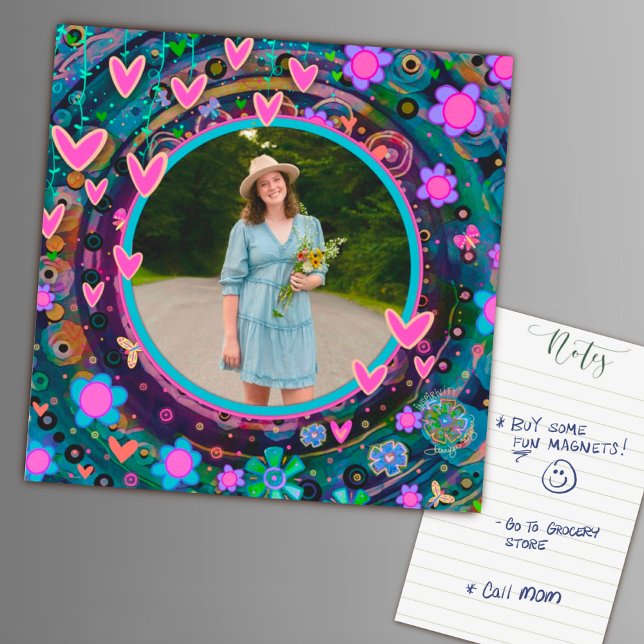 Custom Family Photo Hearts Colourful Floral (Creator Uploaded)