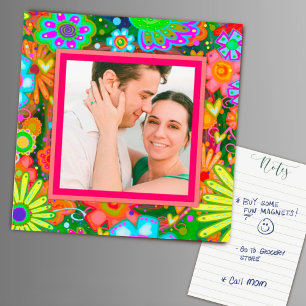 Custom Family Photo Hearts Colourful Floral Yellow