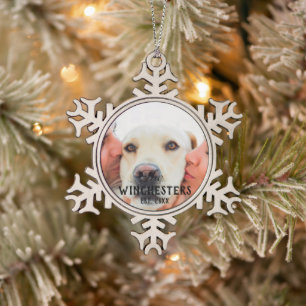 Custom family photo image picture personalized snowflake pewter christmas ornament