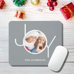 Custom Family Photo Keepsake Mouse Pad<br><div class="desc">This modern Photo Mouse Pad s decorated with the word JOY in white on a stylish gray background.
Easily customizable with your photo and name.</div>