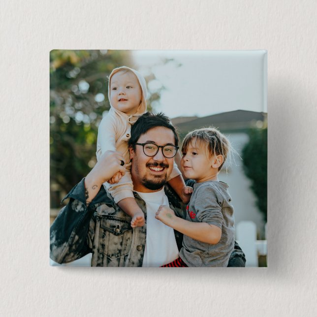 Custom Family Photo Modern 2 Inch Square Button (Front)