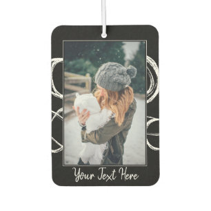 Custom Family Photo Modern Script Black Air Freshener