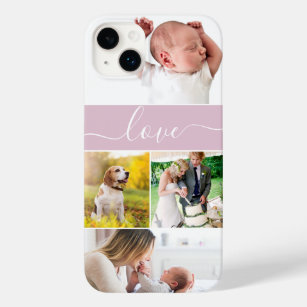 Custom Family Photo Mom Memories Love Script pink Case-Mate iPhone 14 Plus Case