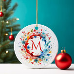 Custom Family Photo Monogram Christmas Wreath Ceramic Ornament<br><div class="desc">Add a personalized touch to your holiday decor with our Christmas Wreath Custom Family Monogram Photo Ceramic Ornament. One side features a colourful festive wreath with your custom family initial, while the other side awaits your cherished photo. Hang it on your tree or gift it to loved ones for a...</div>