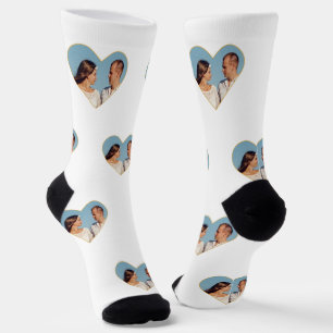 Custom Family Photo on White Crew Socks