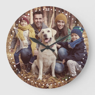 Custom Family Photo Overlay Large Clock