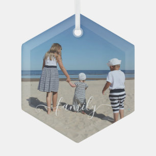 Custom Family Photo Personalized Glass Ornament
