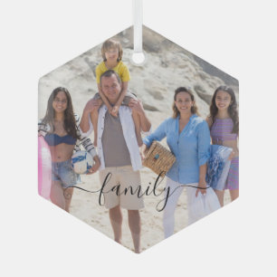 Custom Family Photo Personalized Glass Ornament